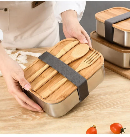 Lunch Box Bamboo Stainless Seal Food Storage Container