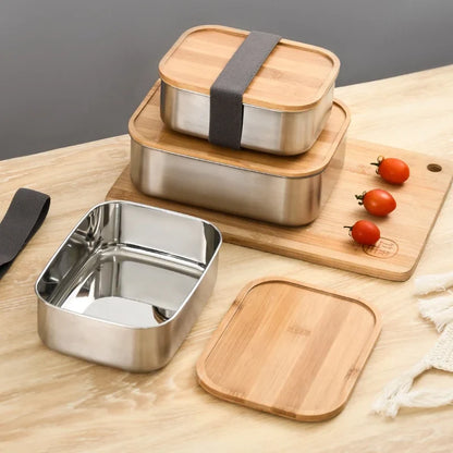 Lunch Box Bamboo Stainless Seal Food Storage Container