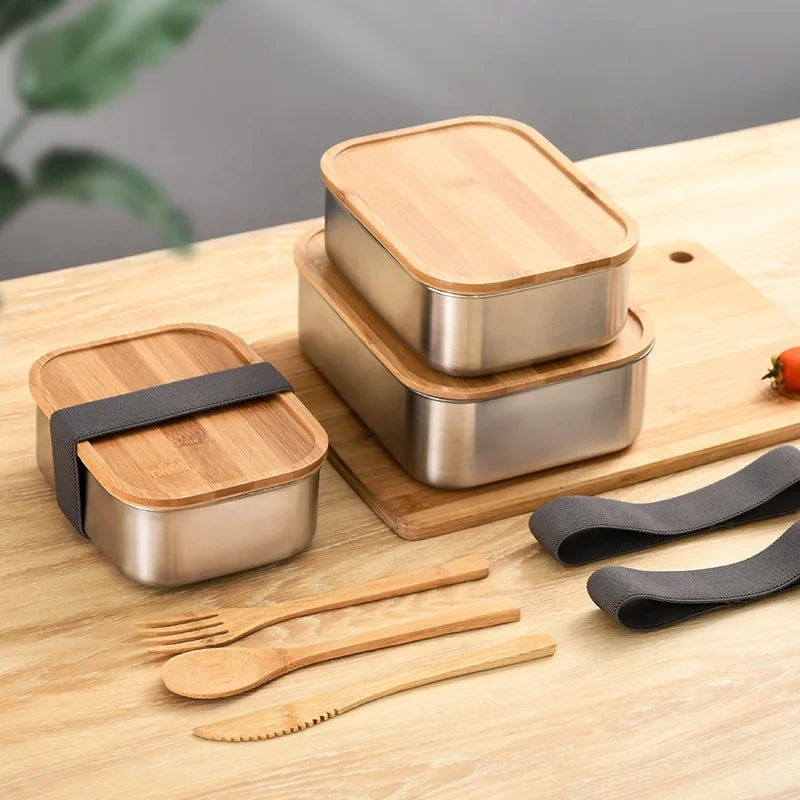 Lunch Box Bamboo Stainless Seal Food Storage Container