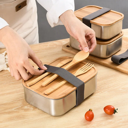 Lunch Box Bamboo Stainless Seal Food Storage Container