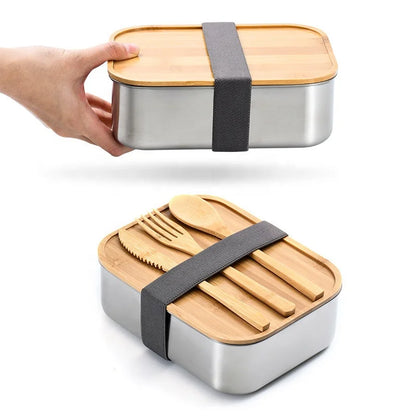 Lunch Box Bamboo Stainless Seal Food Storage Container